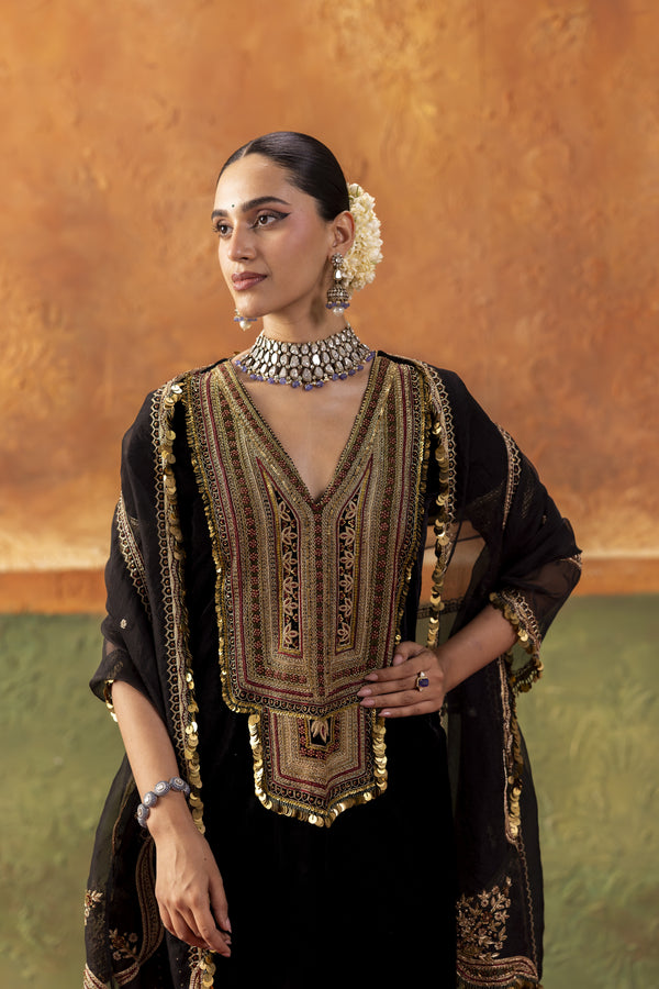 Black Velvet Suit Set