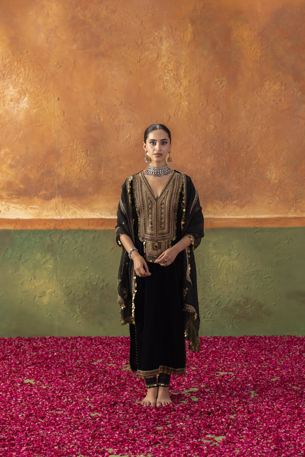 Black Velvet Suit Set