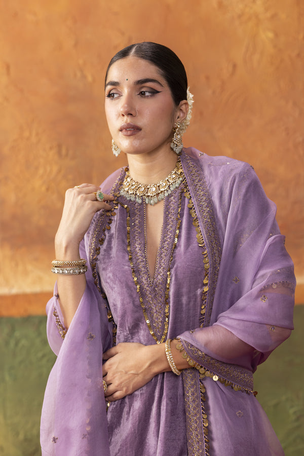 Lilac Velvet Suit Set