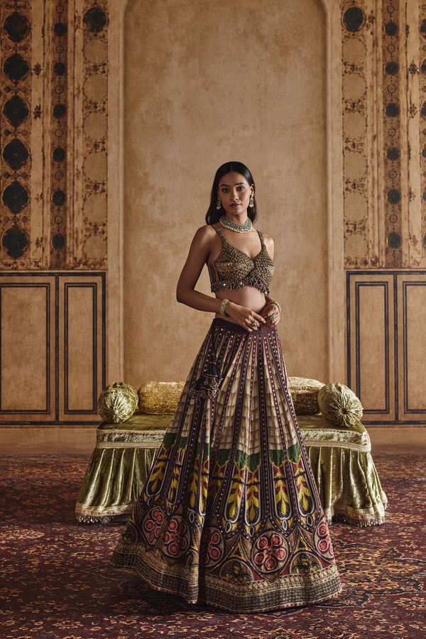 NH Statement Espresso Mirror Lehenga Set