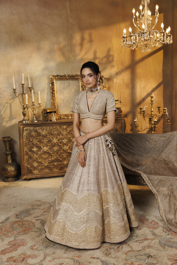 The Champagne golden lehenga
