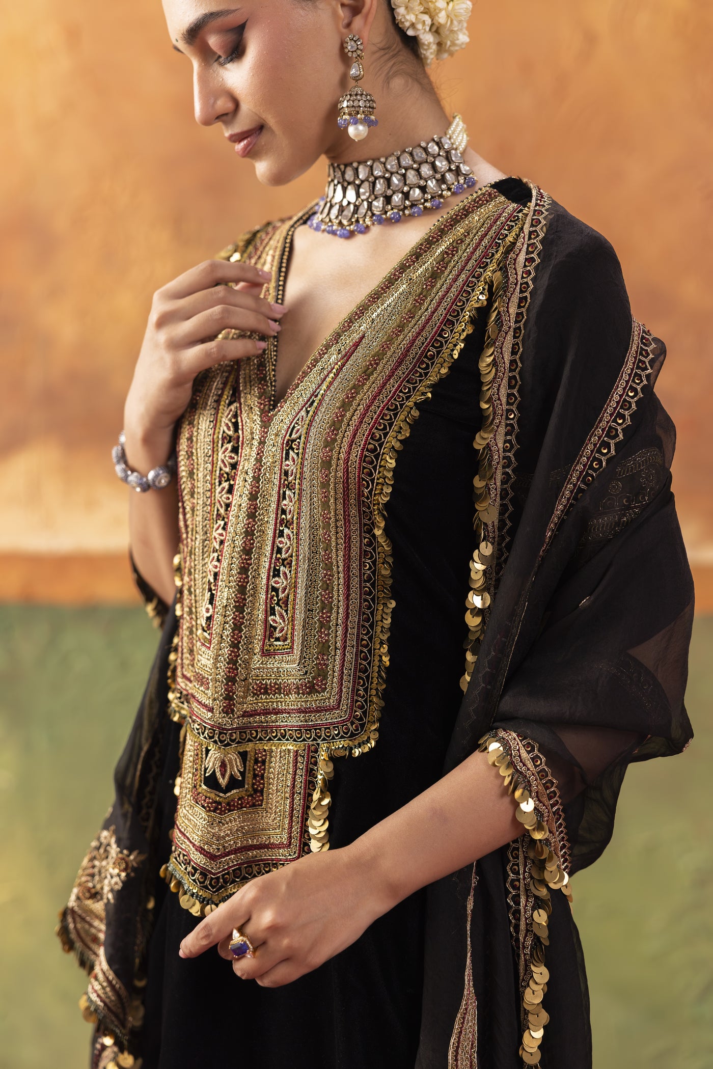 Black Velvet Suit Set