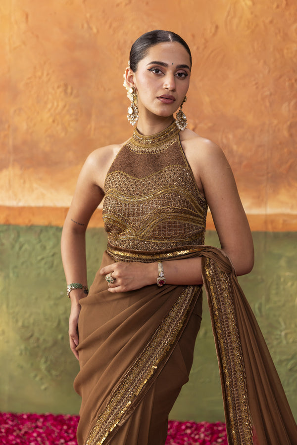 Chocolate Brown Saree
