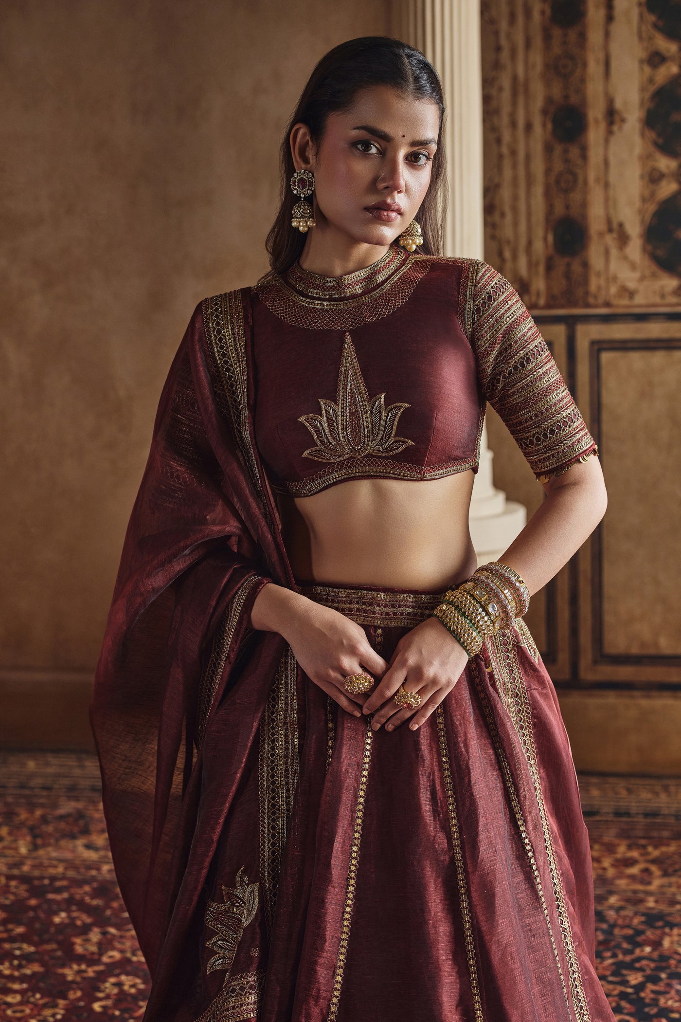 Crimson Lotus Lehenga Set