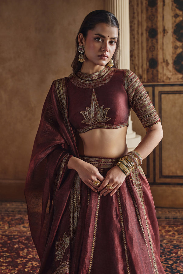 Crimson Lotus Lehenga Set