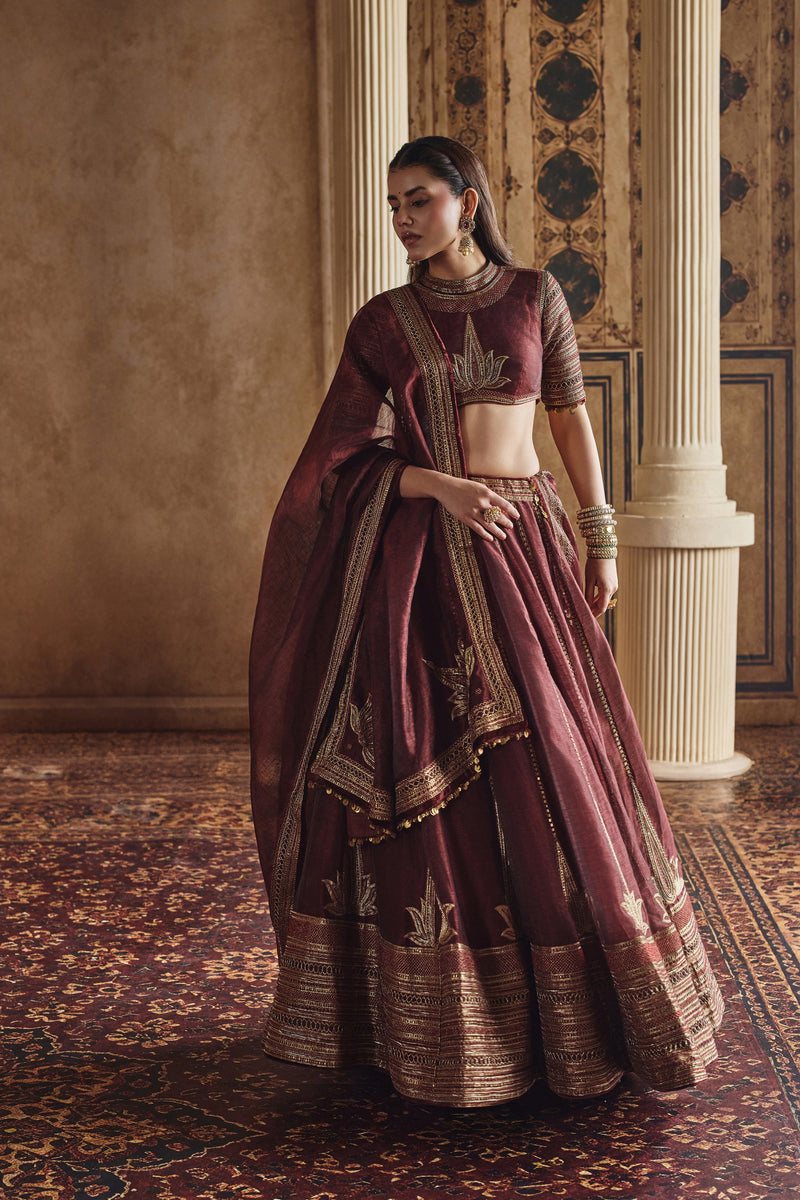 Crimson Lotus Lehenga Set