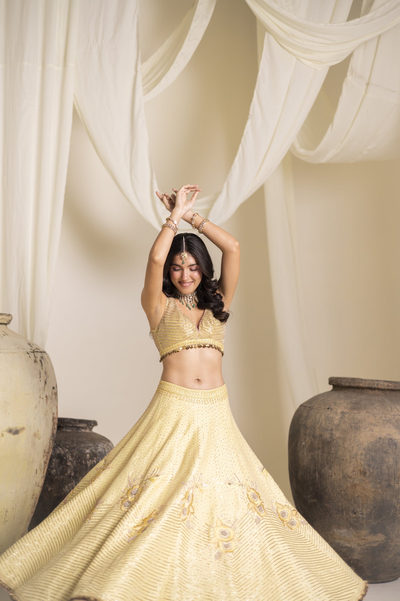 Dragonfly Butter Yellow Lehenga