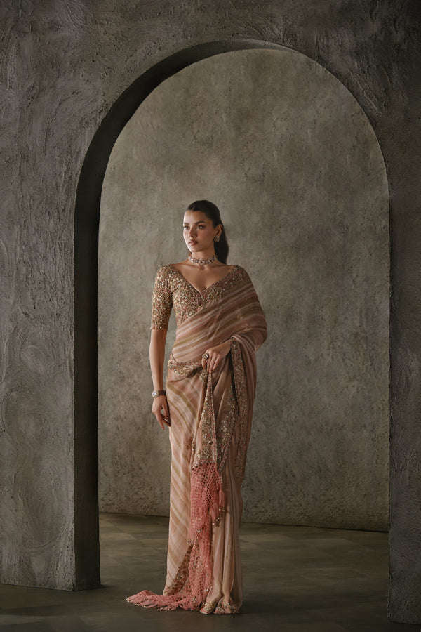 Floral Stripes Saree