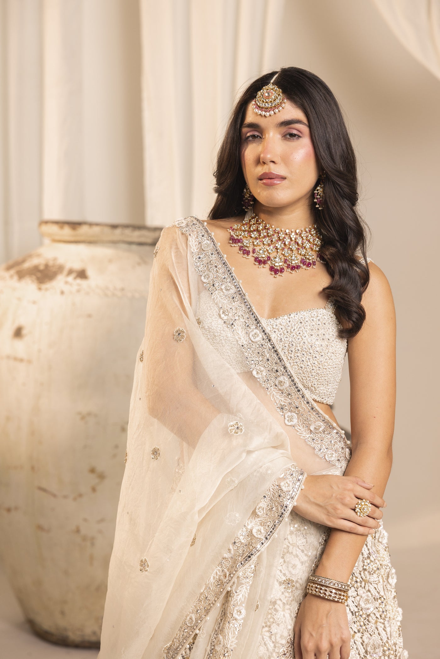 Ivory 3D Lehenga