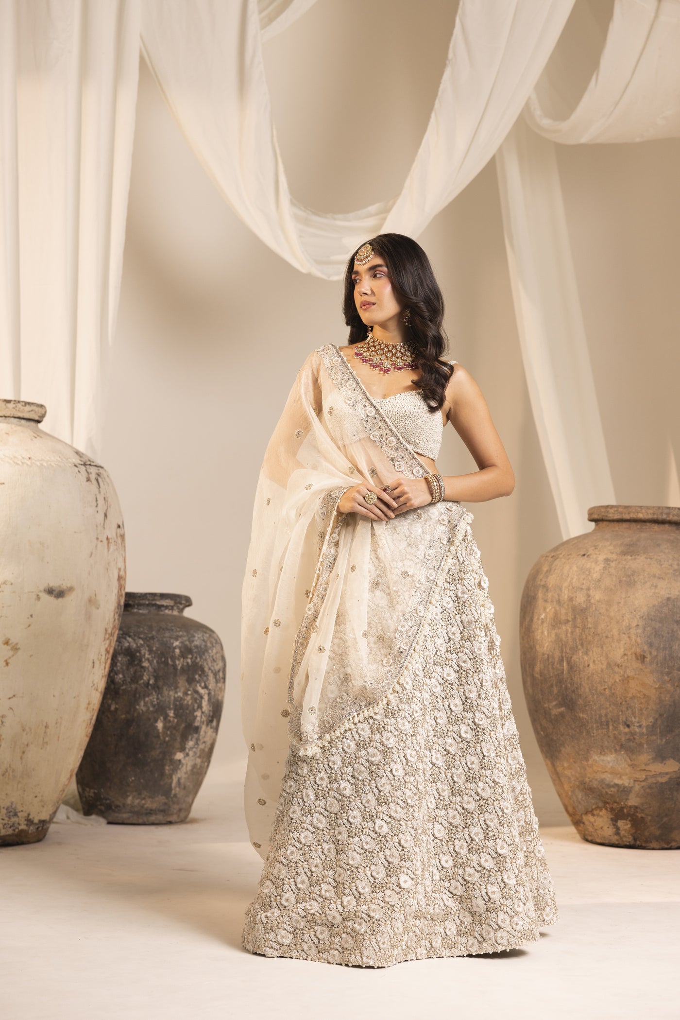 Ivory 3D Lehenga