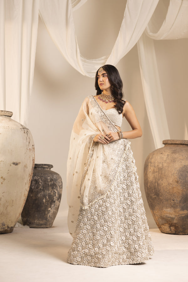 Ivory 3D Lehenga