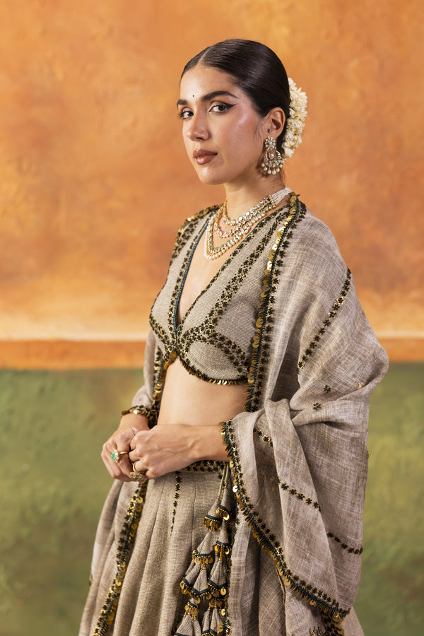 Jute Foiled Lehenga