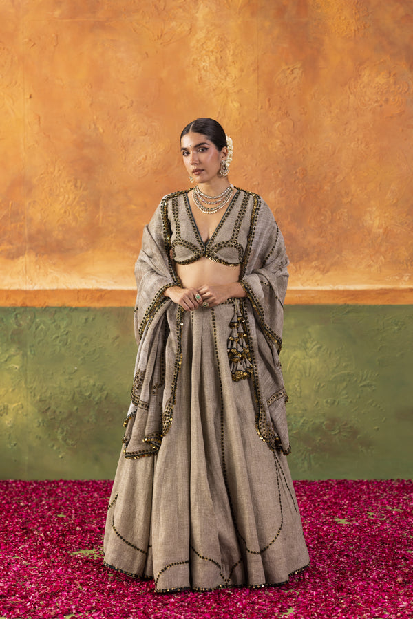 Jute Foiled Lehenga