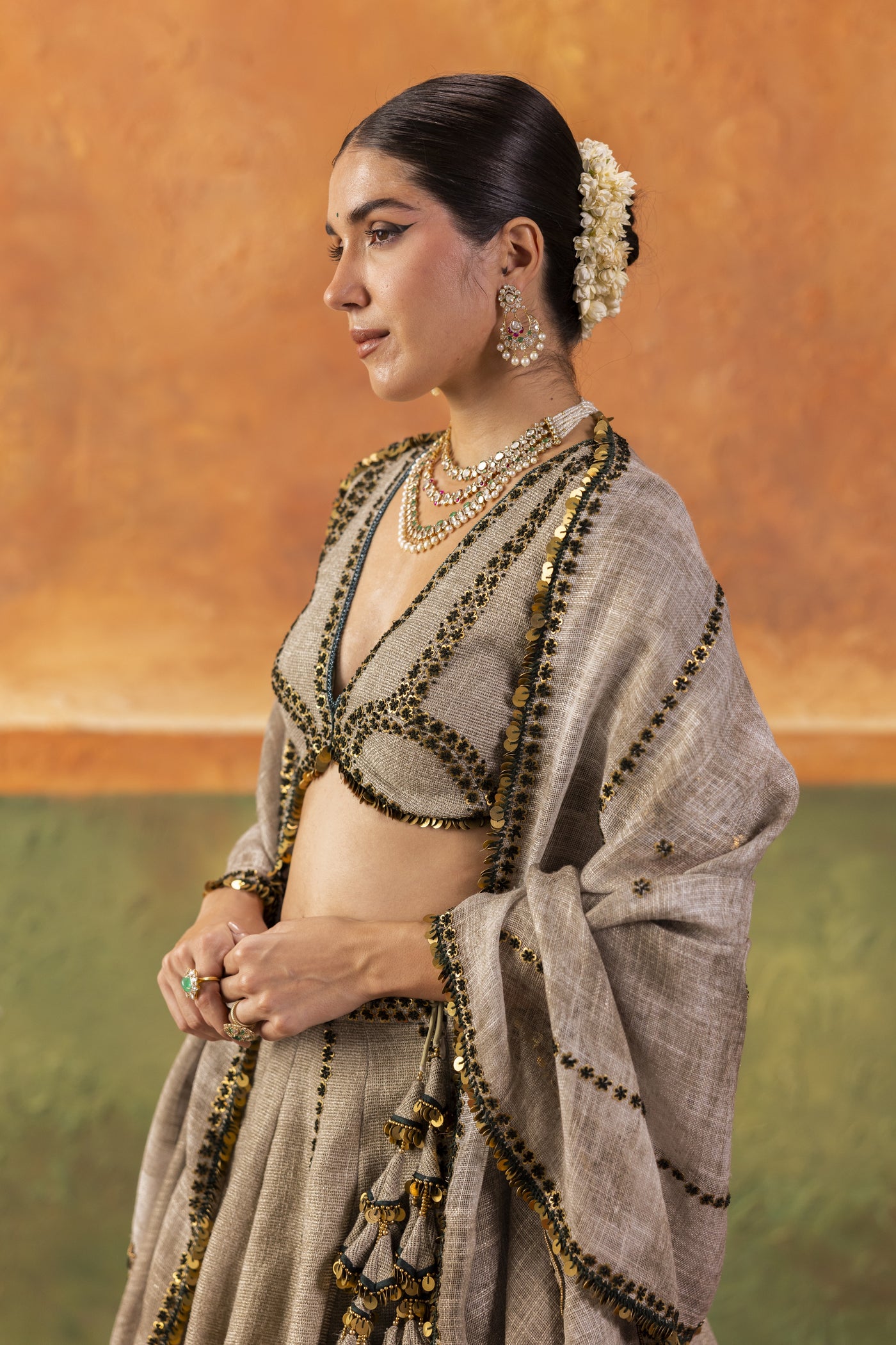 Jute Foiled Lehenga