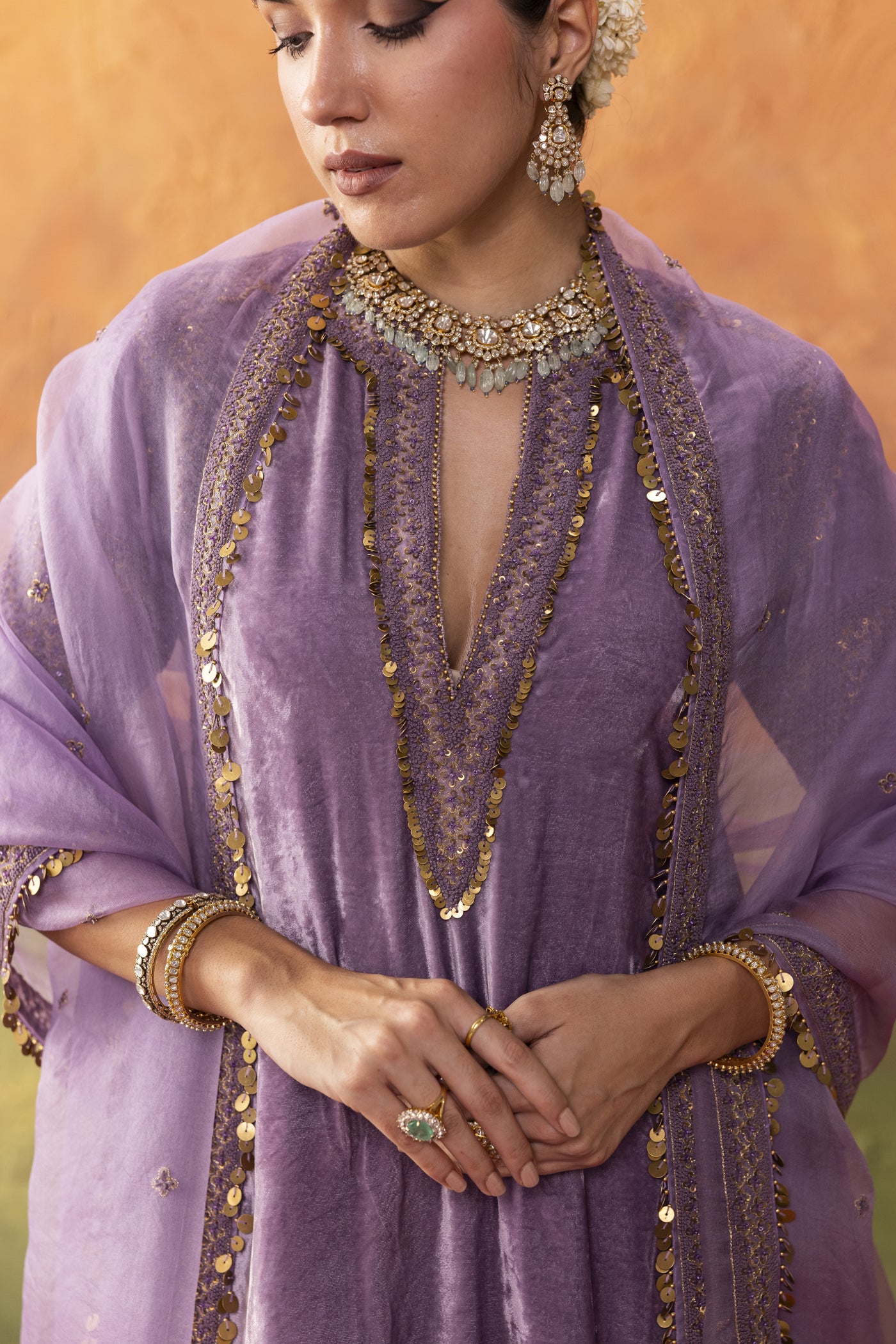 Lilac Velvet Suit Set