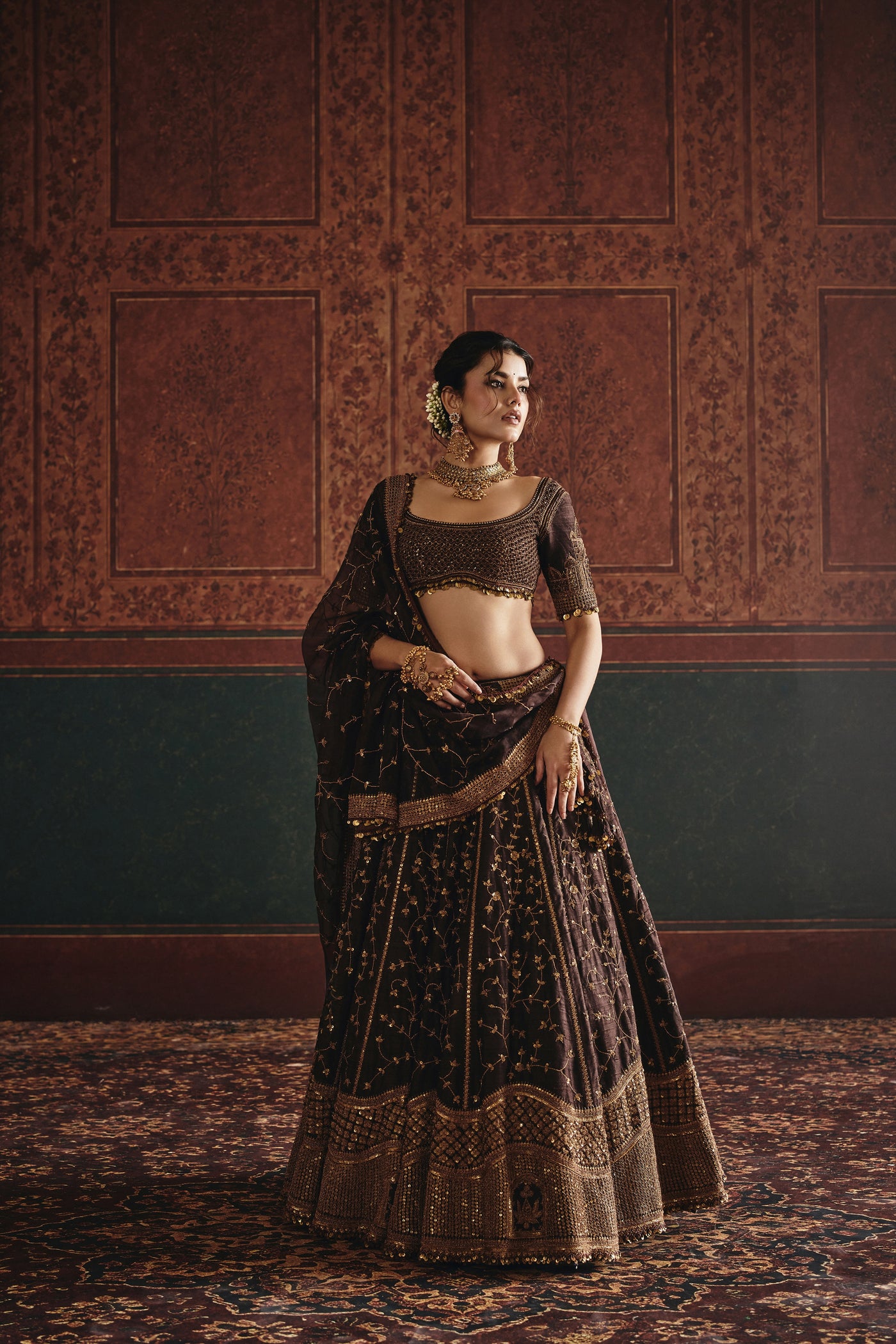 NH Statement Chocolate Brown Marodi Lehenga Set