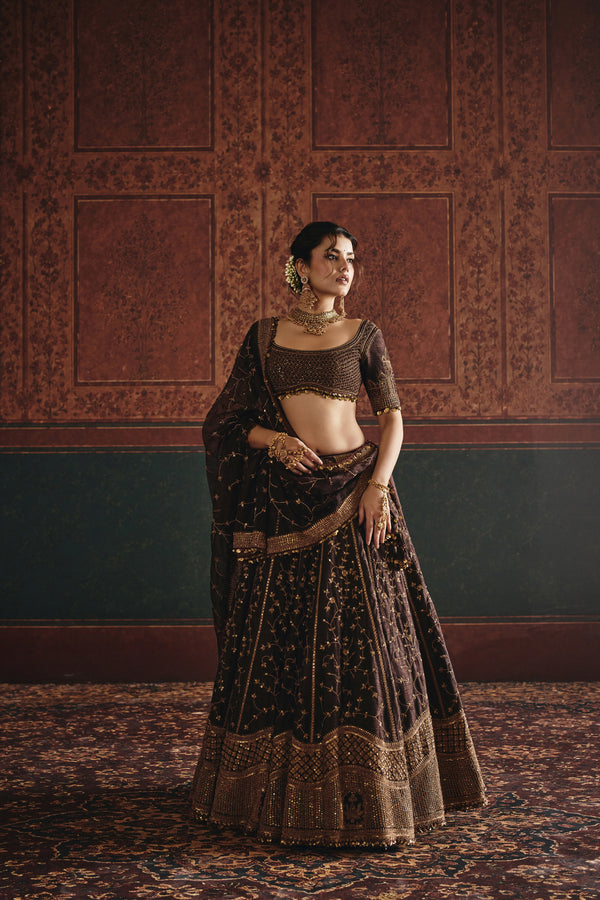 NH Statement Chocolate Brown Marodi Lehenga Set
