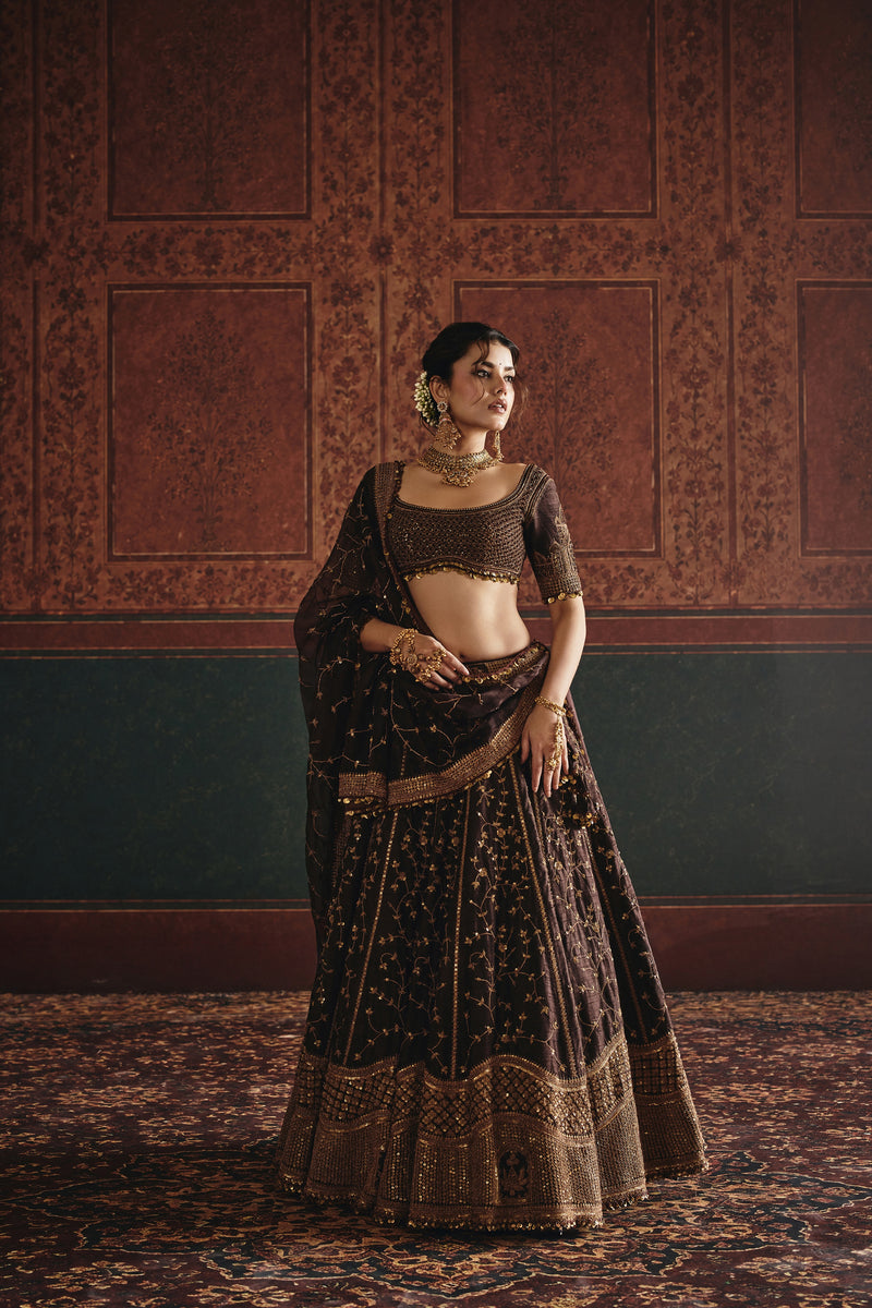 NH Statement Chocolate Brown Marodi Lehenga Set