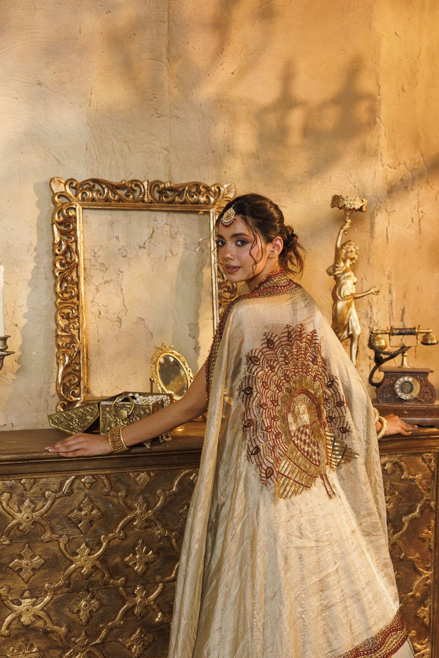 NH Statement Foiled Jute Lehenga