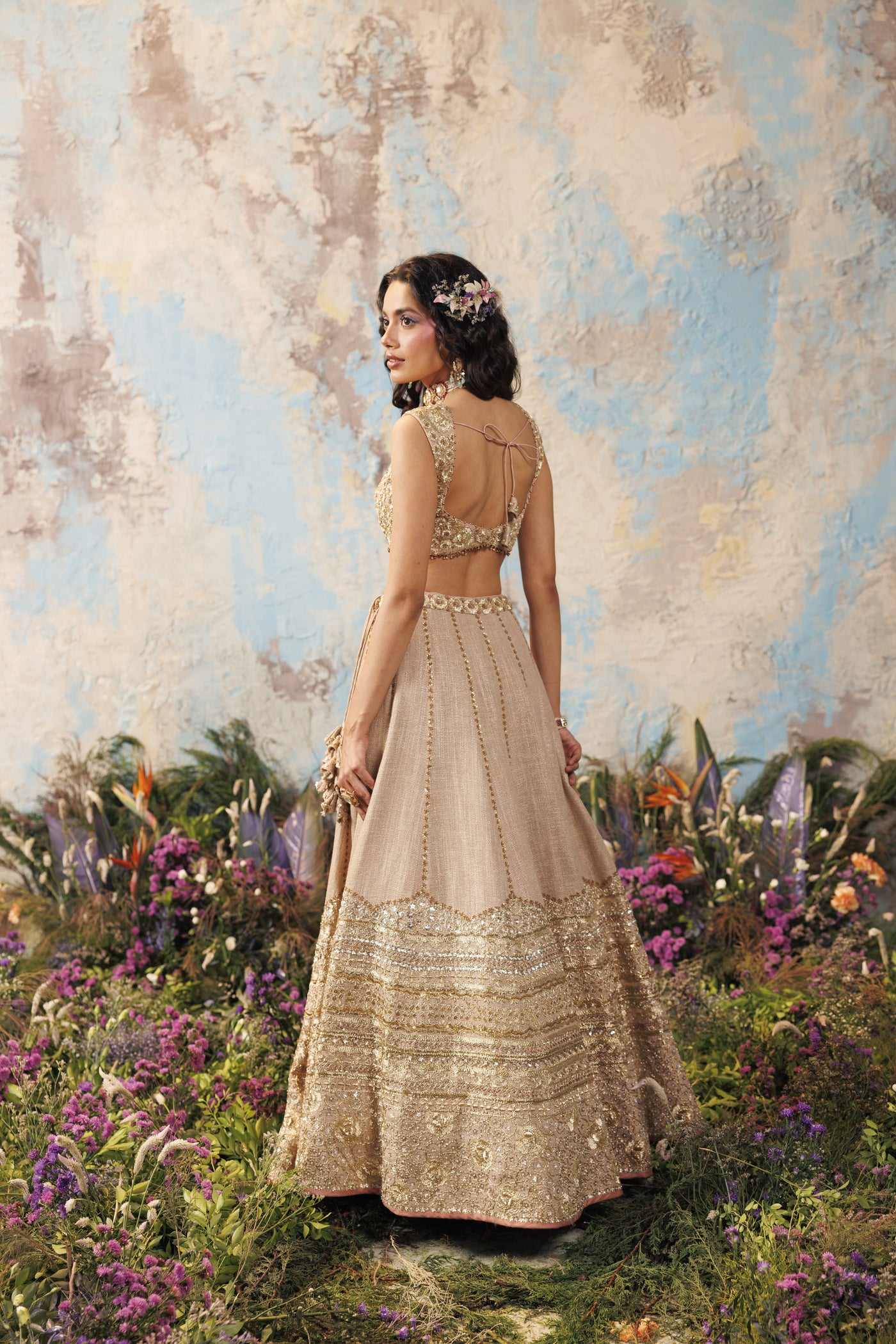 NH Statement Pink Jute Lehenga