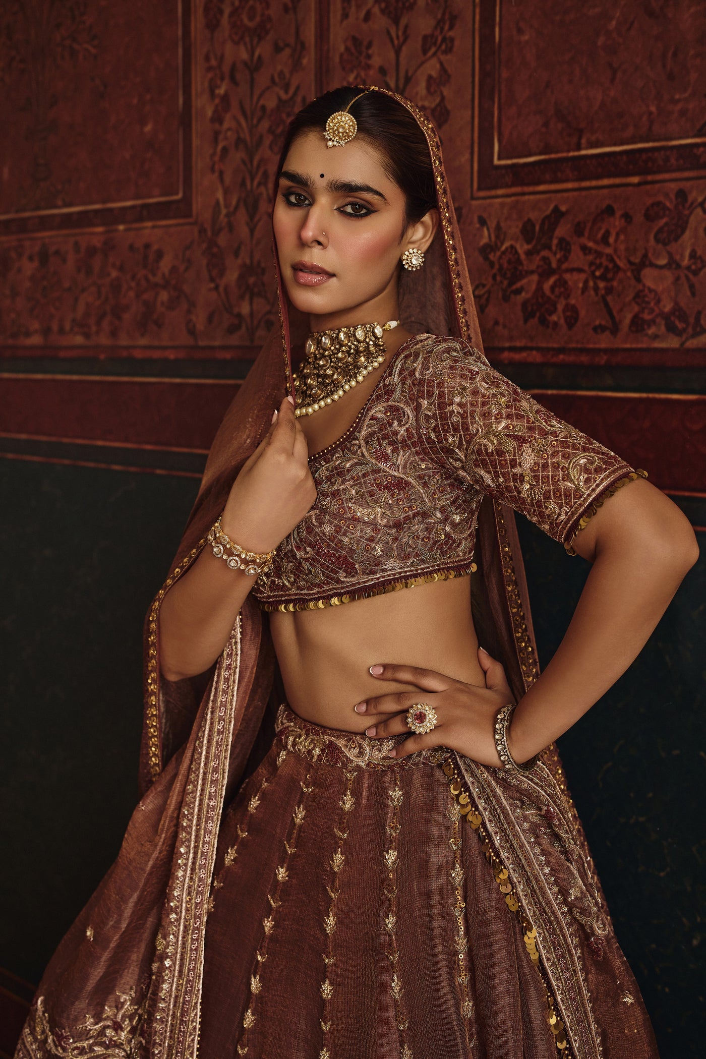 Rustic Tissue with Mughal Zardozi
