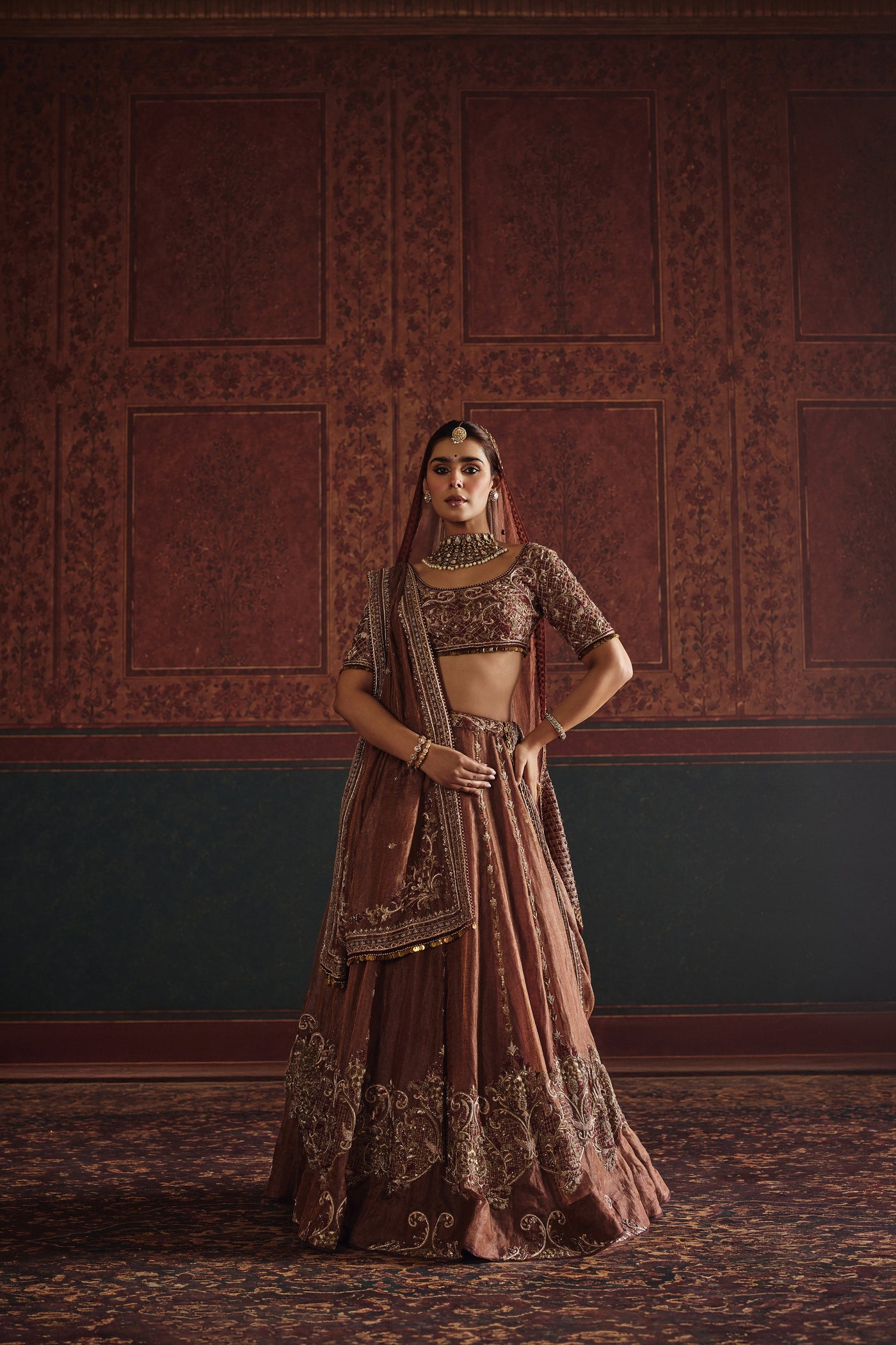 Rustic Tissue with Mughal Zardozi