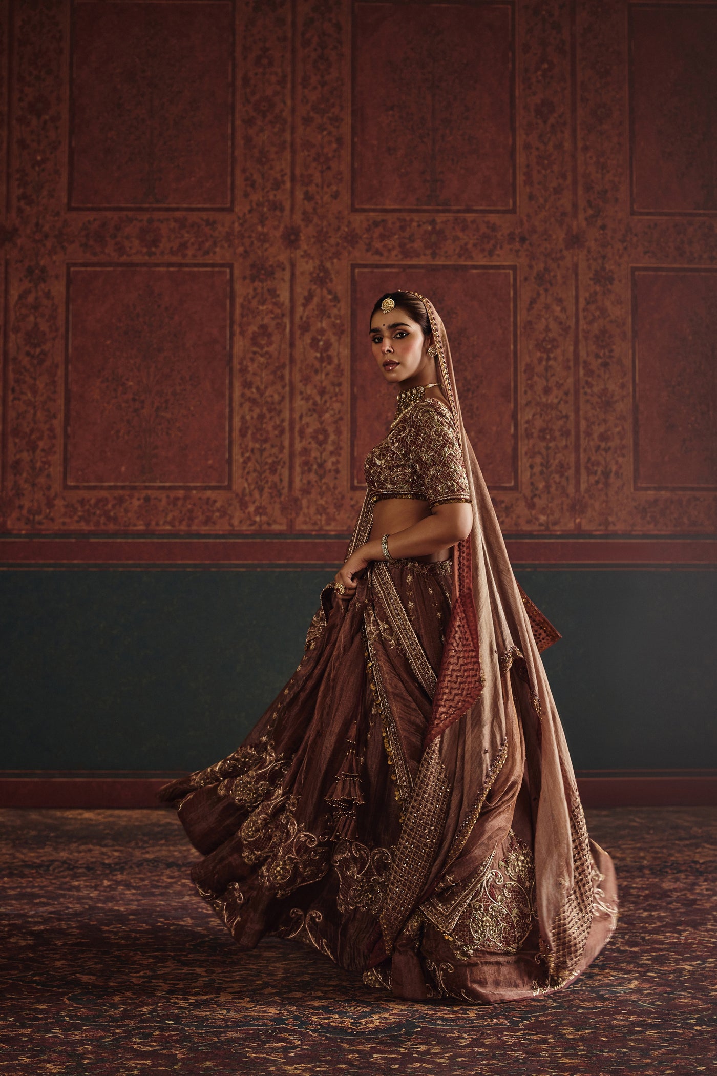 Rustic Tissue with Mughal Zardozi