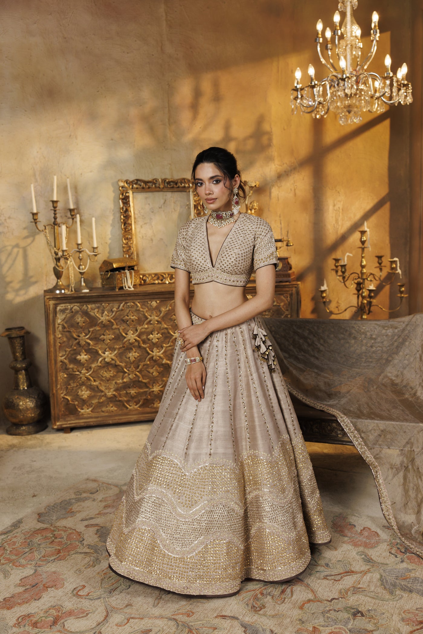The Champagne golden lehenga