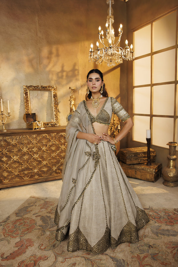 The Foiled jute lehenga
