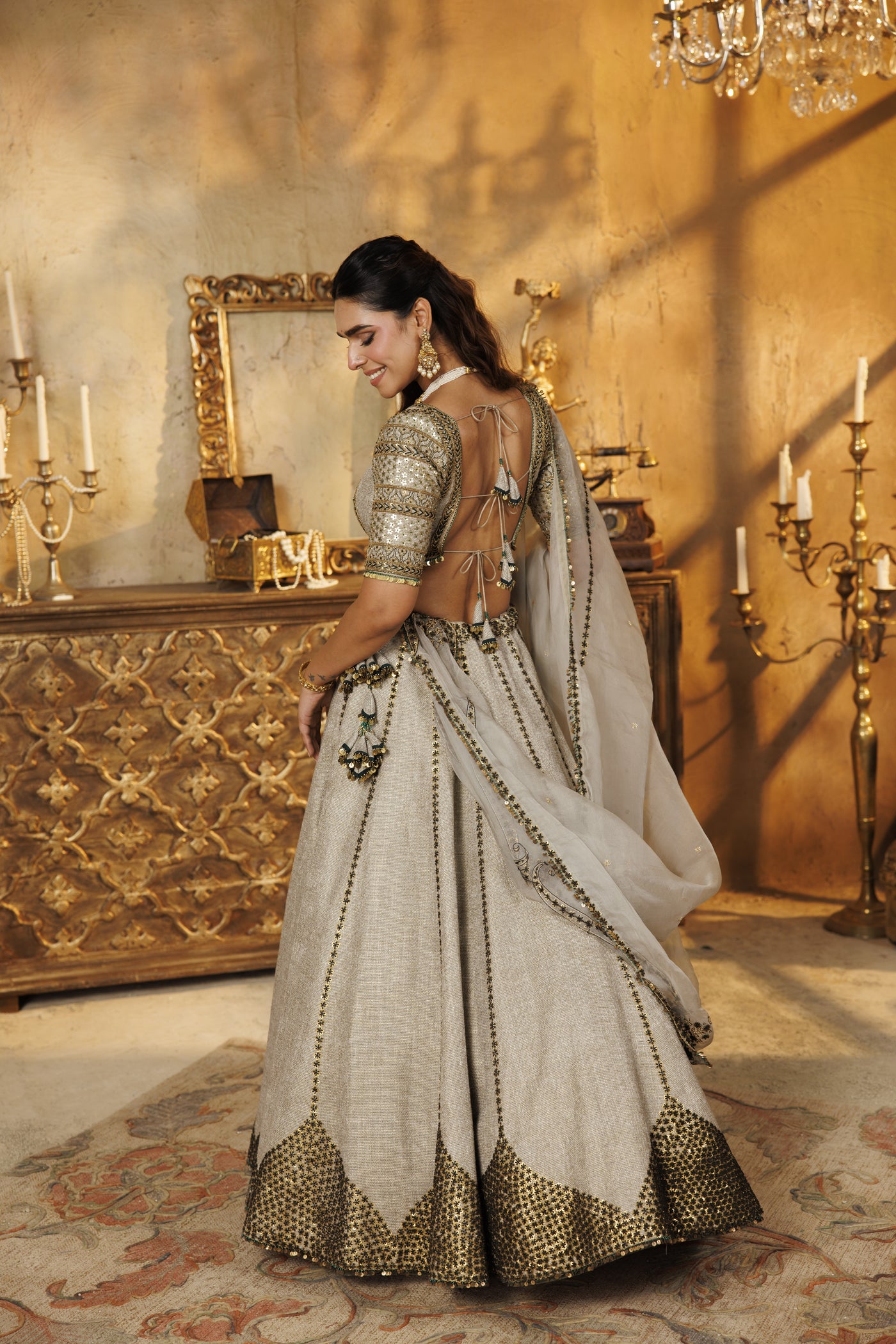 The Foiled jute lehenga